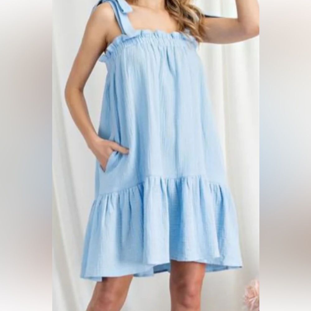 Periwinkle Blue Chambray Dress Size Large - New without Tags